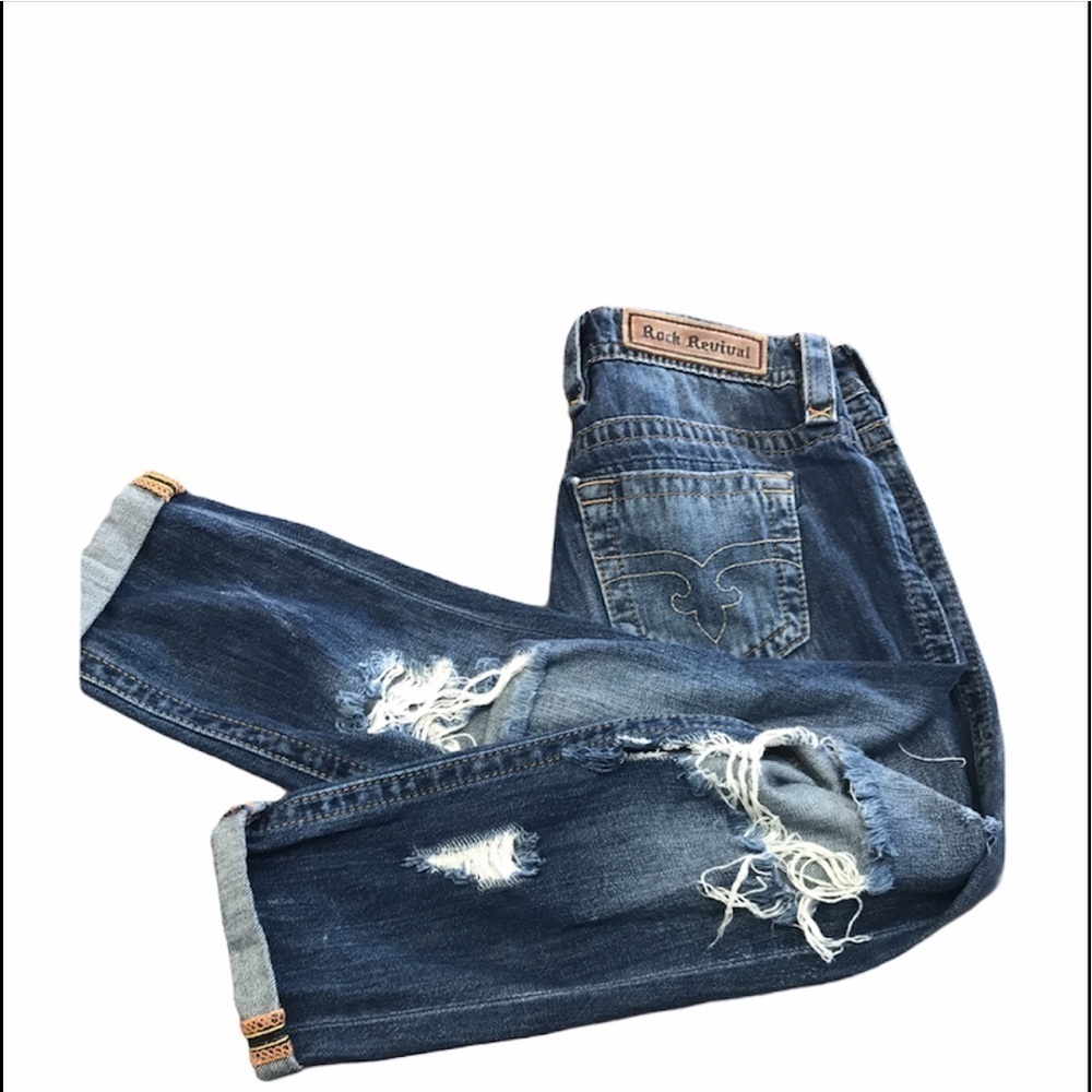 Rock Revival Jean Women Size 26 Annabela Boyfriend Destroyed Thrashed